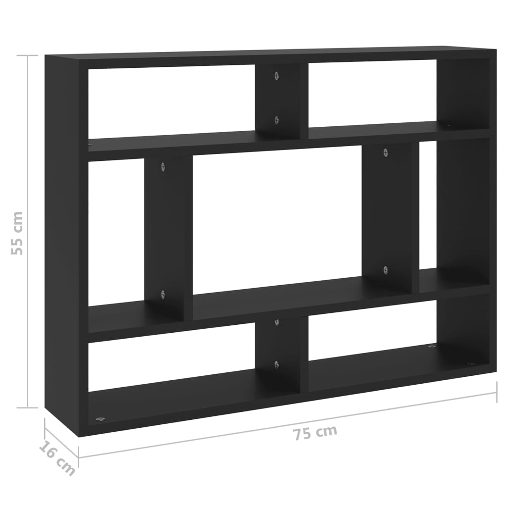 Seinähylly musta 75x16x55 cm lastulevy - Sisustajankoti.fi