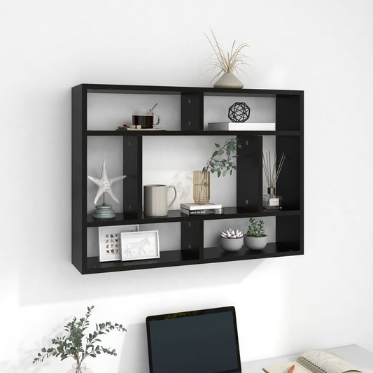 Seinähylly musta 75x16x55 cm lastulevy - Sisustajankoti.fi
