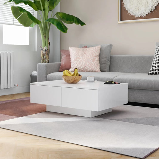 Sohvapöytä valkoinen 90x60x31 cm lastulevy - Sisustajankoti.fi