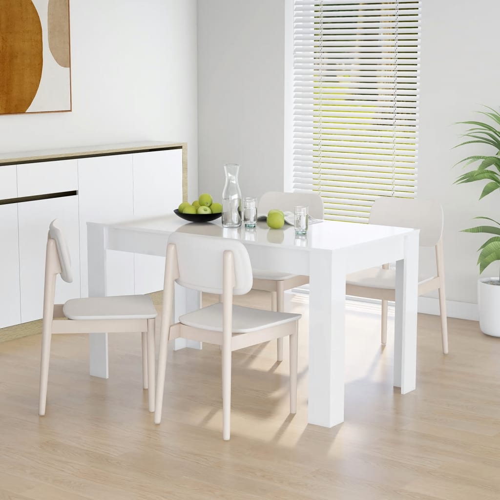 Ruokapöytä korkeakiilto valkoinen 140x74,5x76 cm lastulevy - Sisustajankoti.fi