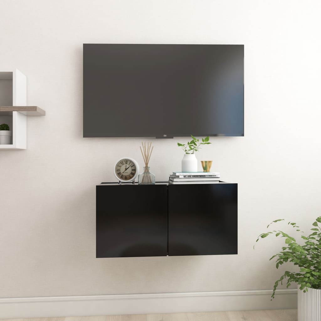 Seinäkiinnitettävä TV-taso musta 60x30x30 cm - Sisustajankoti.fi