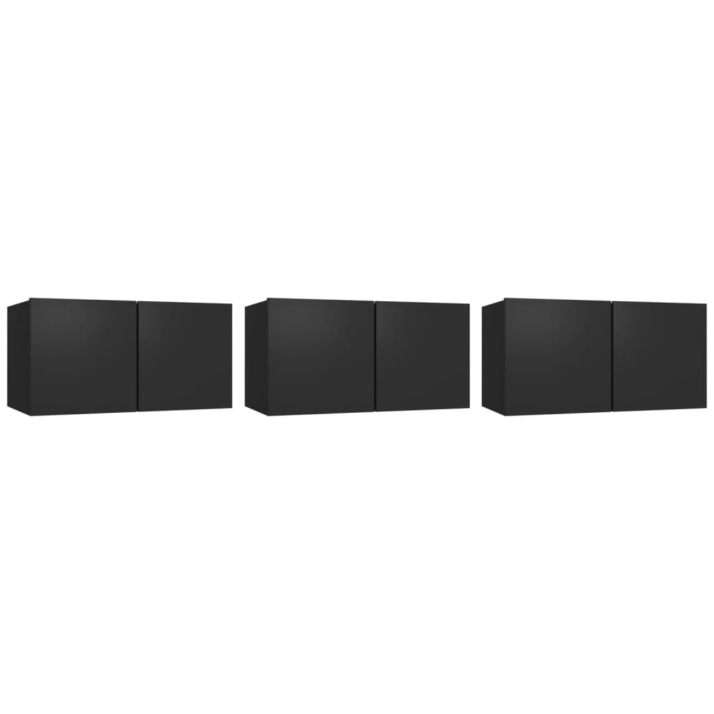Seinäkiinnitettävät TV-tasot 3 kpl musta 60x30x30 cm - Sisustajankoti.fi