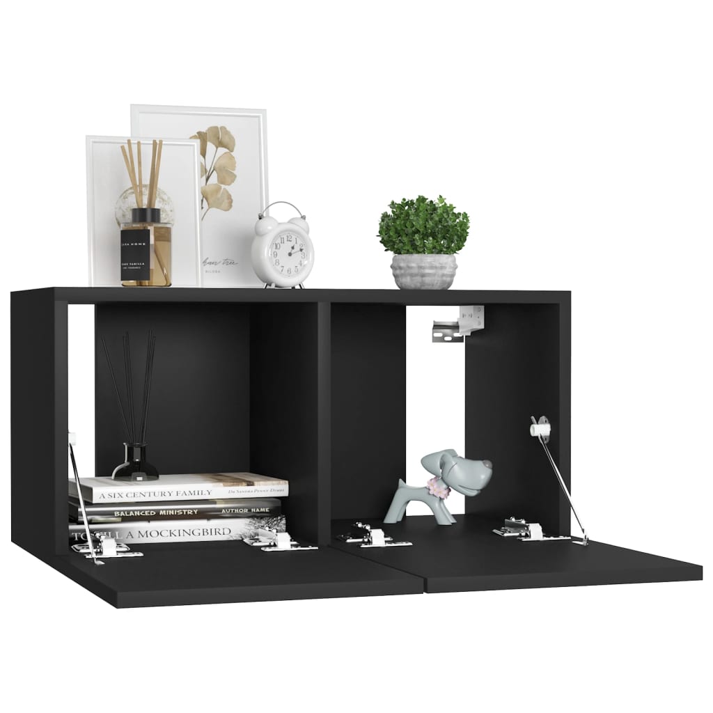 Seinäkiinnitettävät TV-tasot 3 kpl musta 60x30x30 cm - Sisustajankoti.fi
