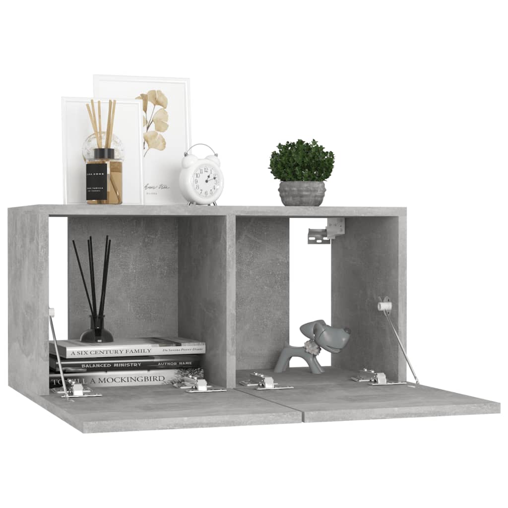 Seinäkiinnitettävä TV-taso betoninharmaa 60x30x30 cm - Sisustajankoti.fi
