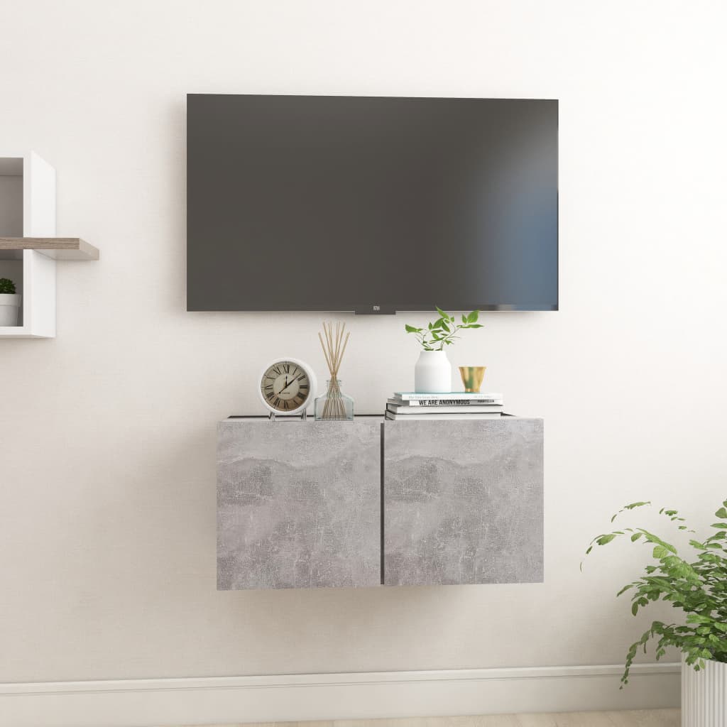 Seinäkiinnitettävä TV-taso betoninharmaa 60x30x30 cm - Sisustajankoti.fi