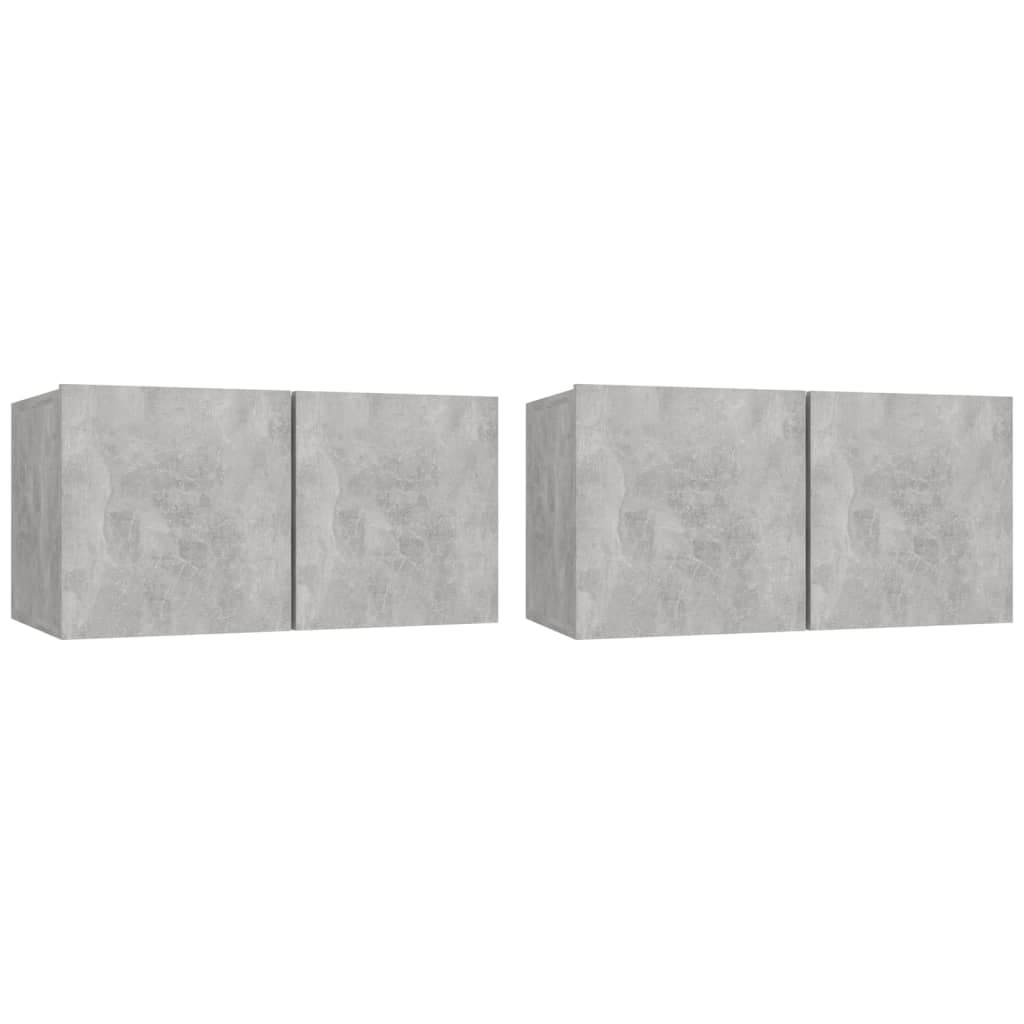 Seinäkiinnitettävä TV-taso 2 kpl betoninharm. 60x30x30 cm - Sisustajankoti.fi
