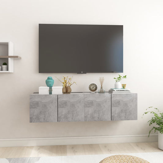 Seinäkiinnitettävä TV-taso 2 kpl betoninharm. 60x30x30 cm - Sisustajankoti.fi