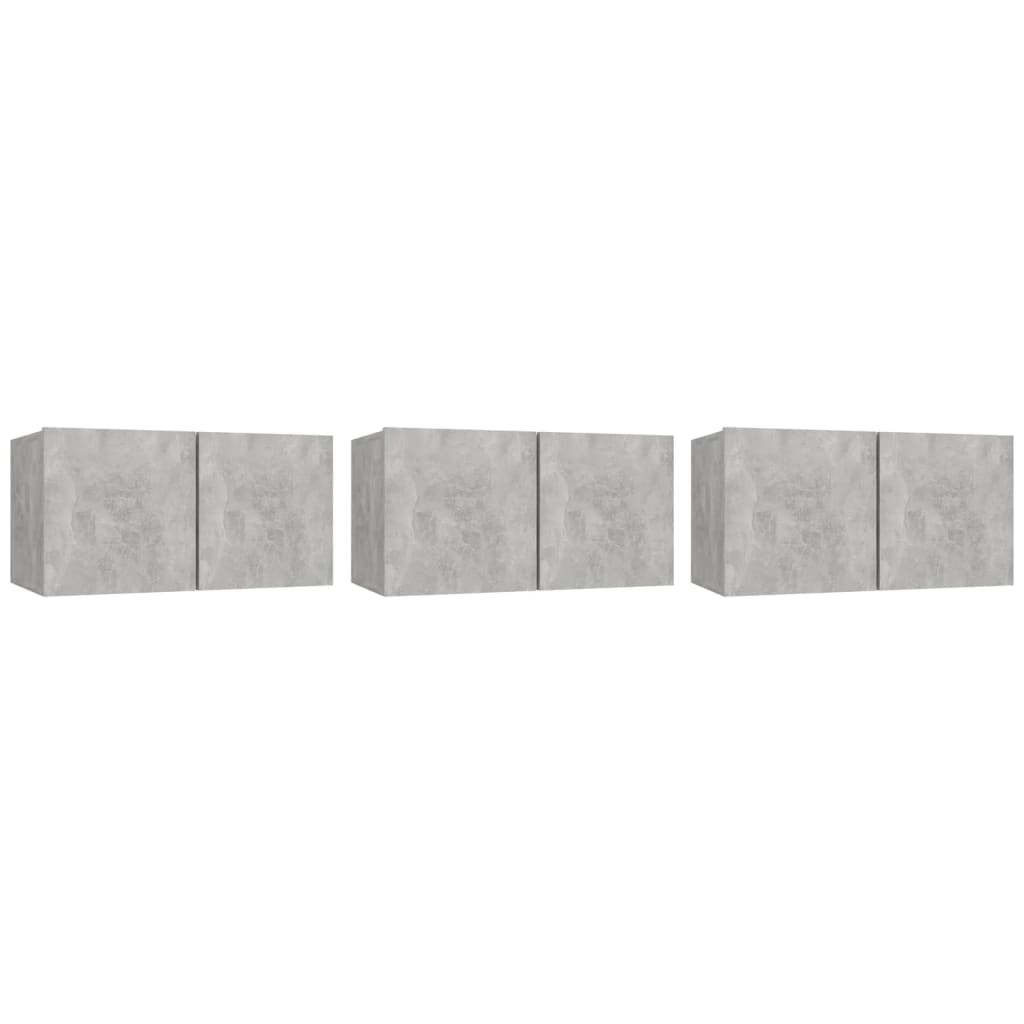 Seinäkiinnitettävät TV-tasot 3 kpl betoninharmaa 60x30x30 cm - Sisustajankoti.fi