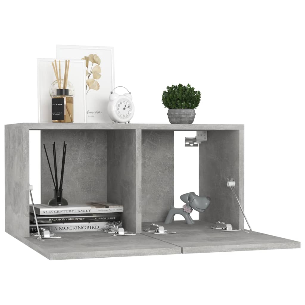 Seinäkiinnitettävät TV-tasot 3 kpl betoninharmaa 60x30x30 cm - Sisustajankoti.fi