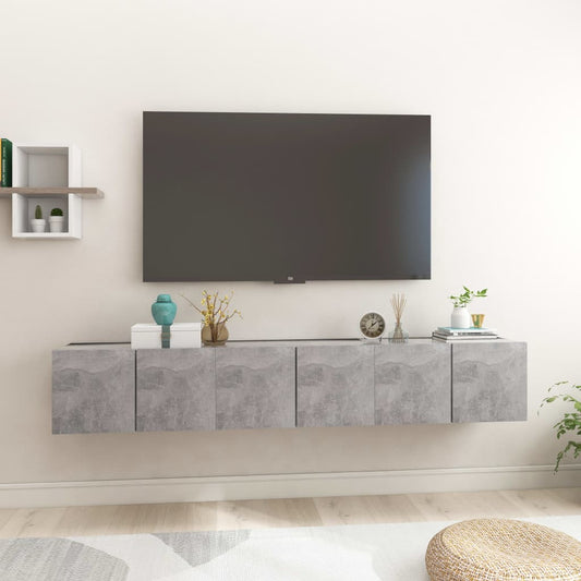 Seinäkiinnitettävät TV-tasot 3 kpl betoninharmaa 60x30x30 cm - Sisustajankoti.fi