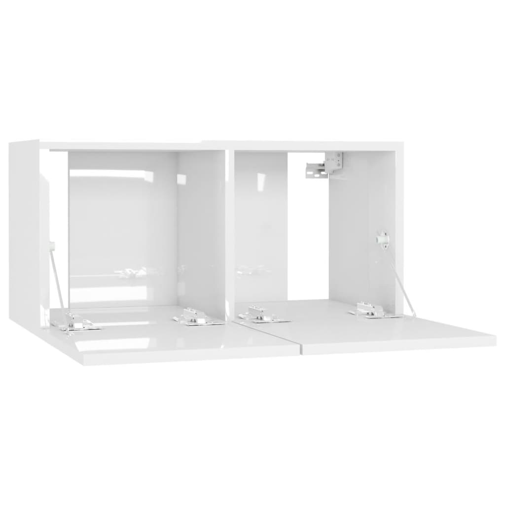 Seinäkiinnitettävät TV-tasot 2 kpl korkeakiilto valk 60x30x30cm - Sisustajankoti.fi