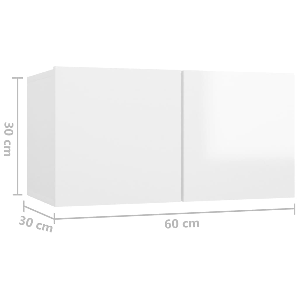 Seinäkiinnitettävät TV-tasot 3 kpl korkeakiilto valk 60x30x30cm - Sisustajankoti.fi