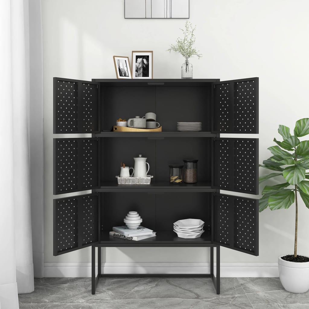 Kaappi musta 80x35x135 cm teräs - Sisustajankoti.fi