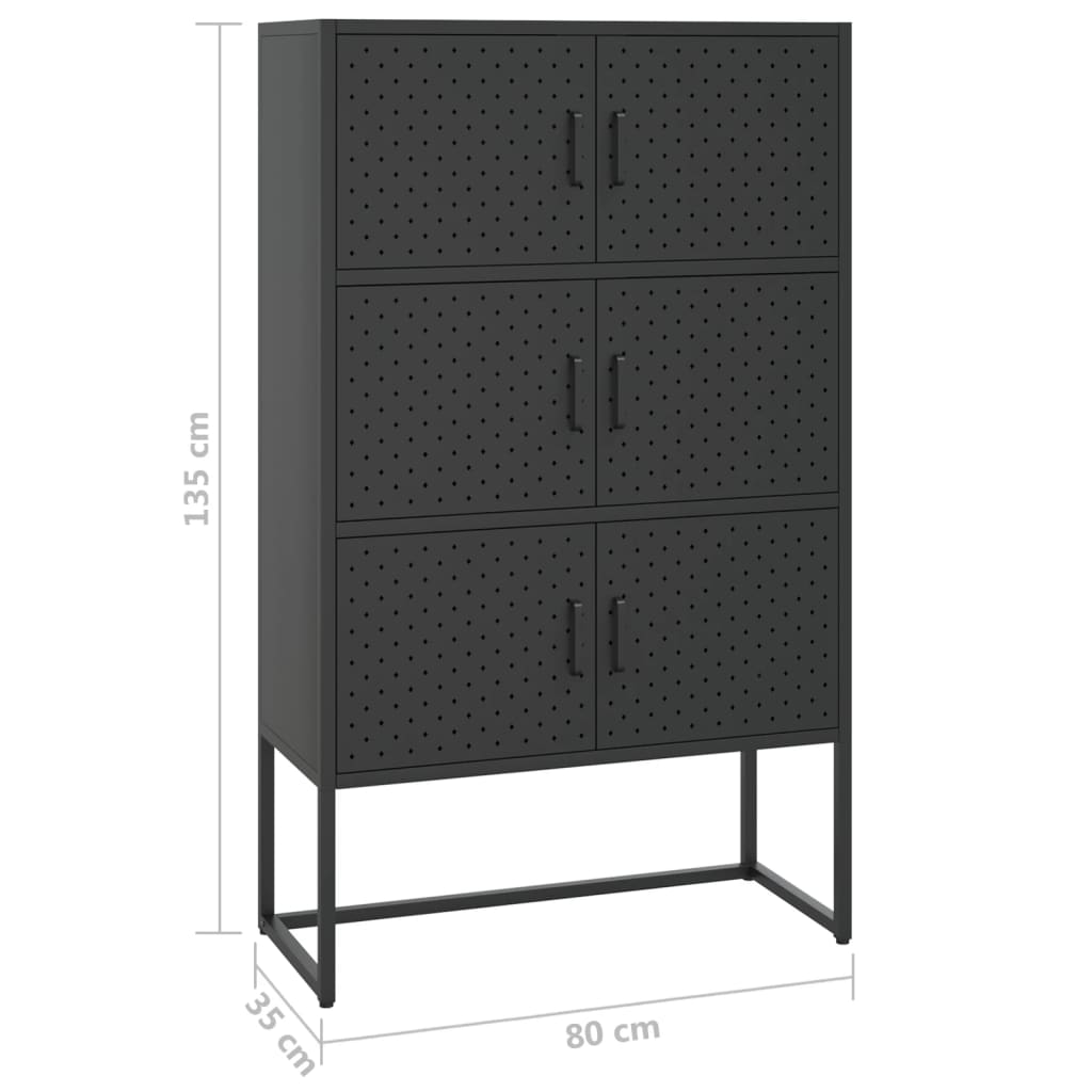 Kaappi musta 80x35x135 cm teräs - Sisustajankoti.fi