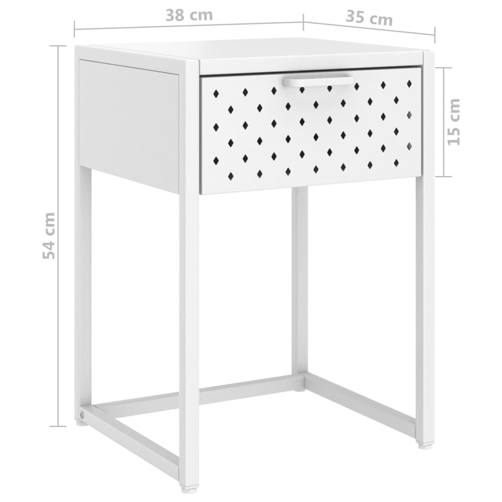 Yöpöytä valkoinen 38x35x54 cm teräs - Sisustajankoti.fi