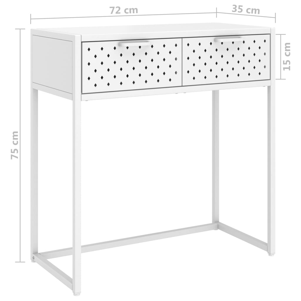 Konsolipöytä valkoinen 72x35x75 cm teräs - Sisustajankoti.fi