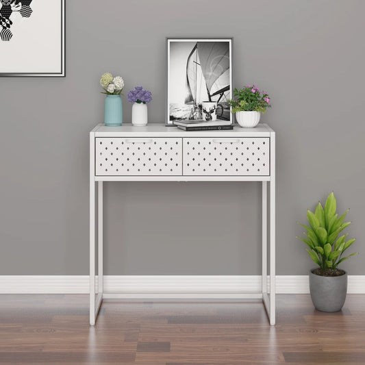 Konsolipöytä valkoinen 72x35x75 cm teräs - Sisustajankoti.fi