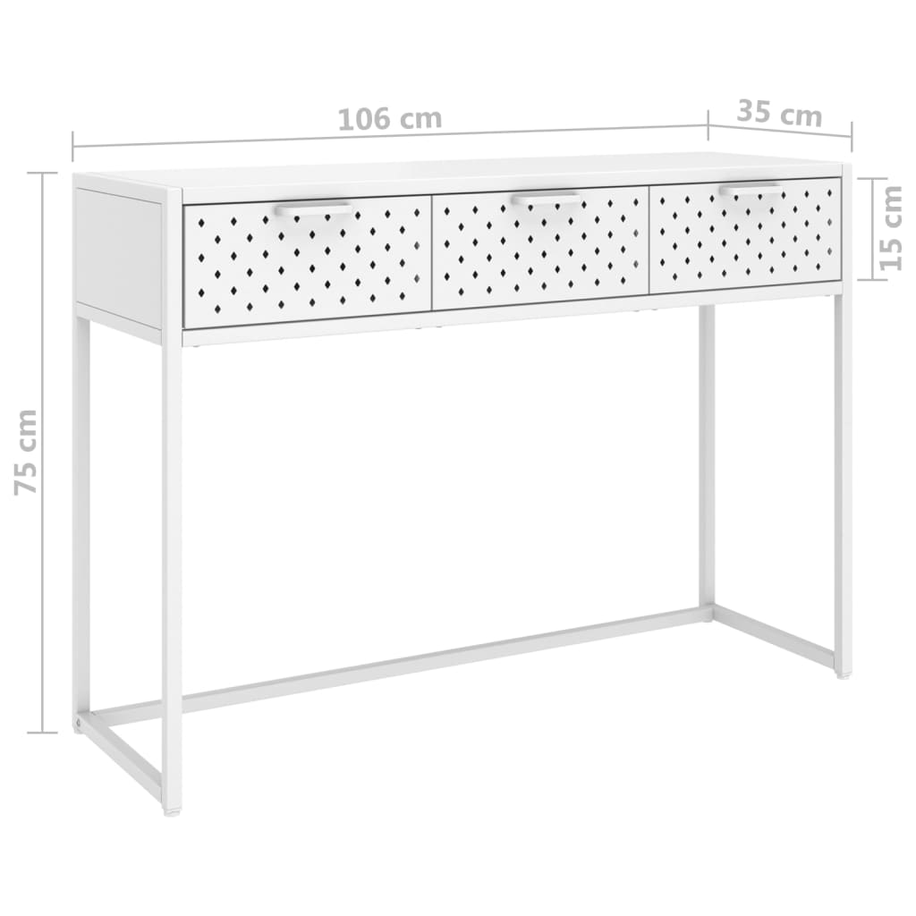Konsolipöytä valkoinen 106x35x75 cm teräs - Sisustajankoti.fi