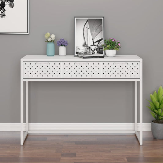 Konsolipöytä valkoinen 106x35x75 cm teräs - Sisustajankoti.fi