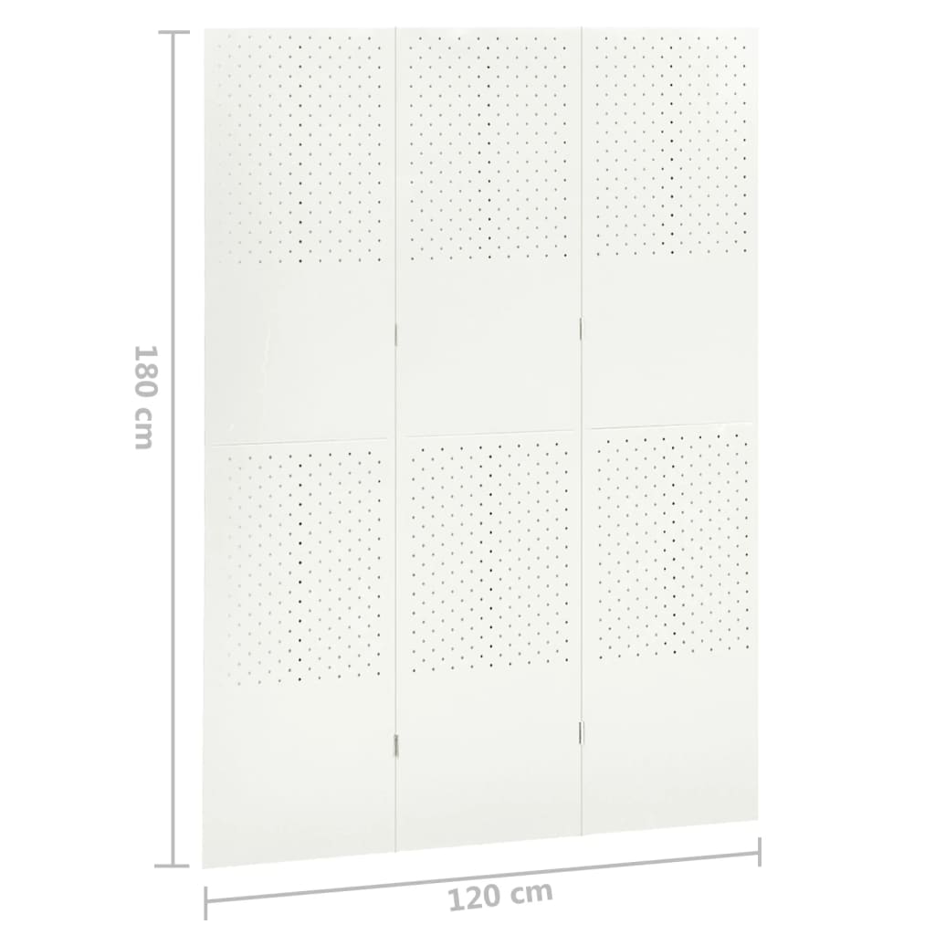 3-Paneelinen tilanjakaja 120x180 cm valkoinen teräs - Sisustajankoti.fi