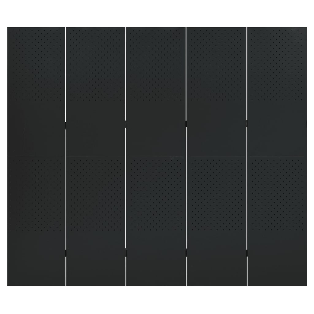 5-Paneelinen tilanjakaja 200x180 cm musta teräs - Sisustajankoti.fi