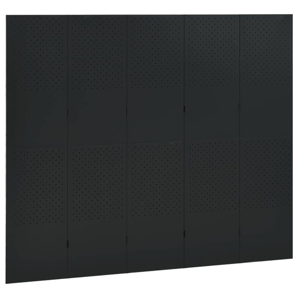 5-Paneelinen tilanjakaja 200x180 cm musta teräs - Sisustajankoti.fi