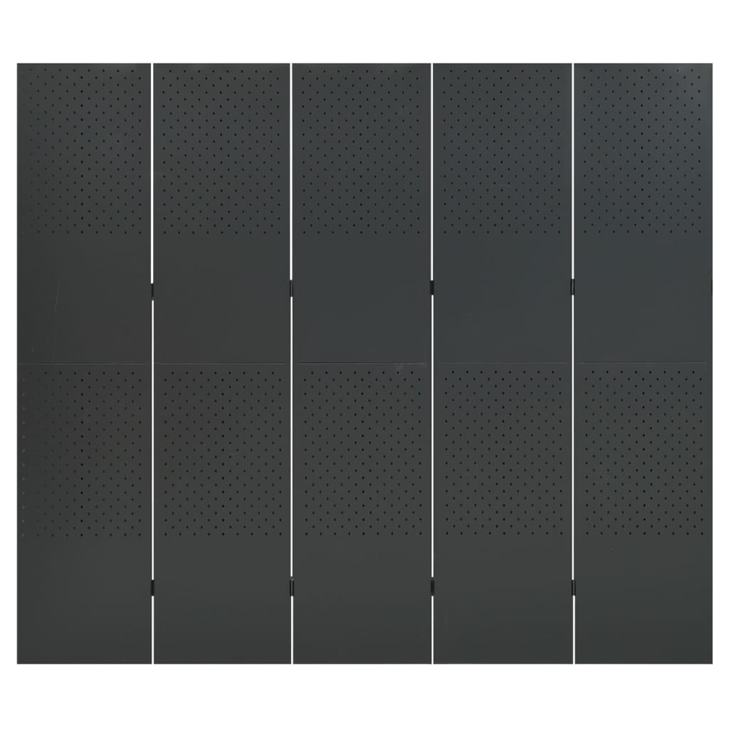 5-Paneelinen tilanjakaja 200x180 cm antrasiitti teräs - Sisustajankoti.fi