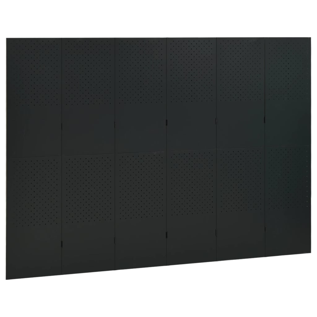 6-Paneelinen tilanjakaja 240x180 cm musta teräs - Sisustajankoti.fi