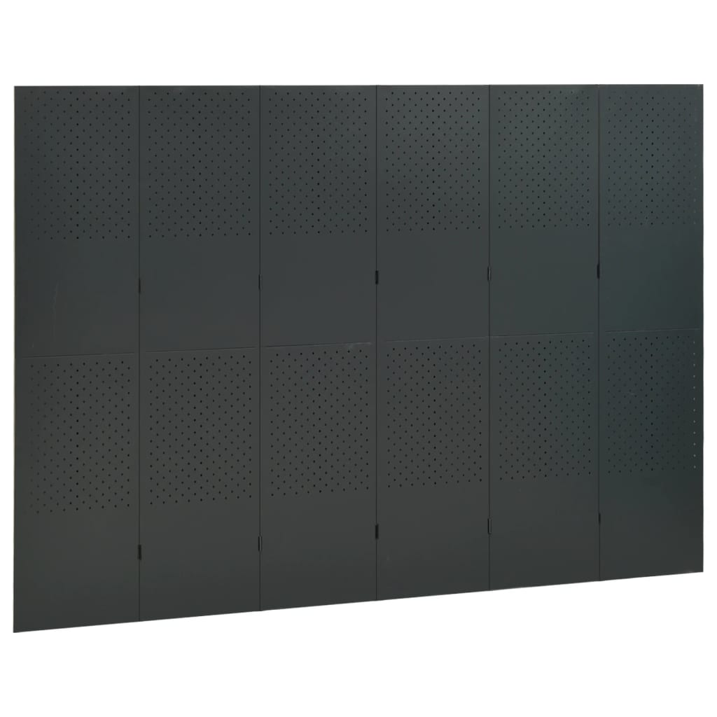6-Paneelinen tilanjakaja 240x180 cm antrasiitti teräs - Sisustajankoti.fi
