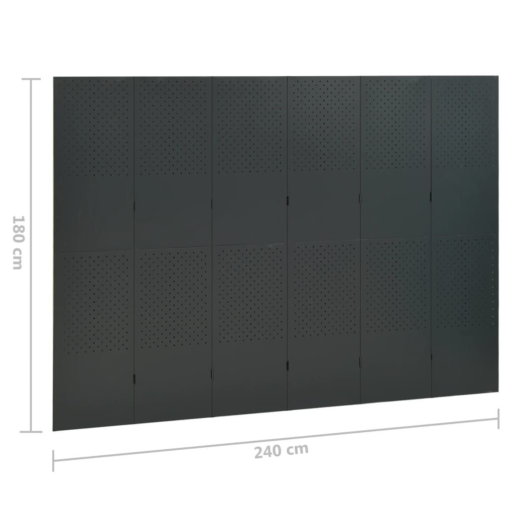 6-Paneelinen tilanjakaja 240x180 cm antrasiitti teräs - Sisustajankoti.fi