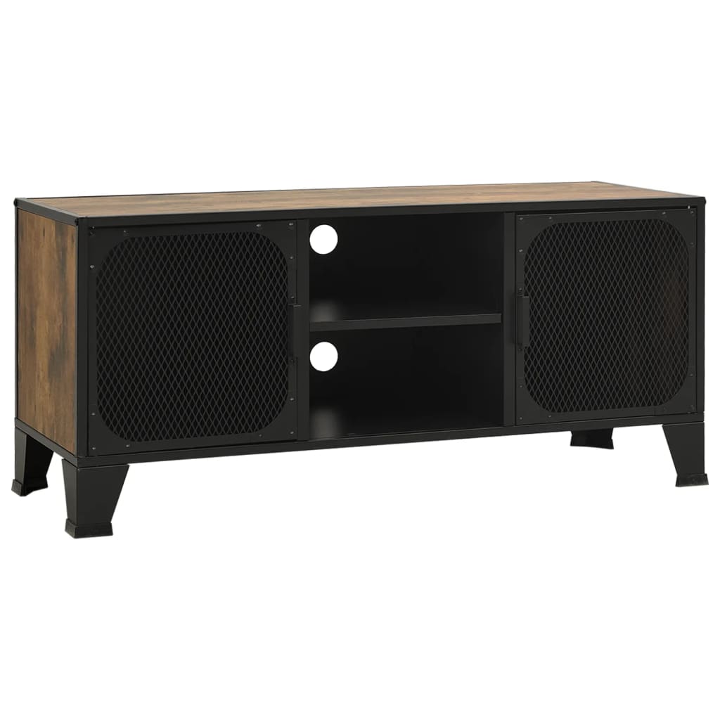 TV-taso rustiikkinen ruskea 105x36x47 cm metalli ja MDF - Sisustajankoti.fi