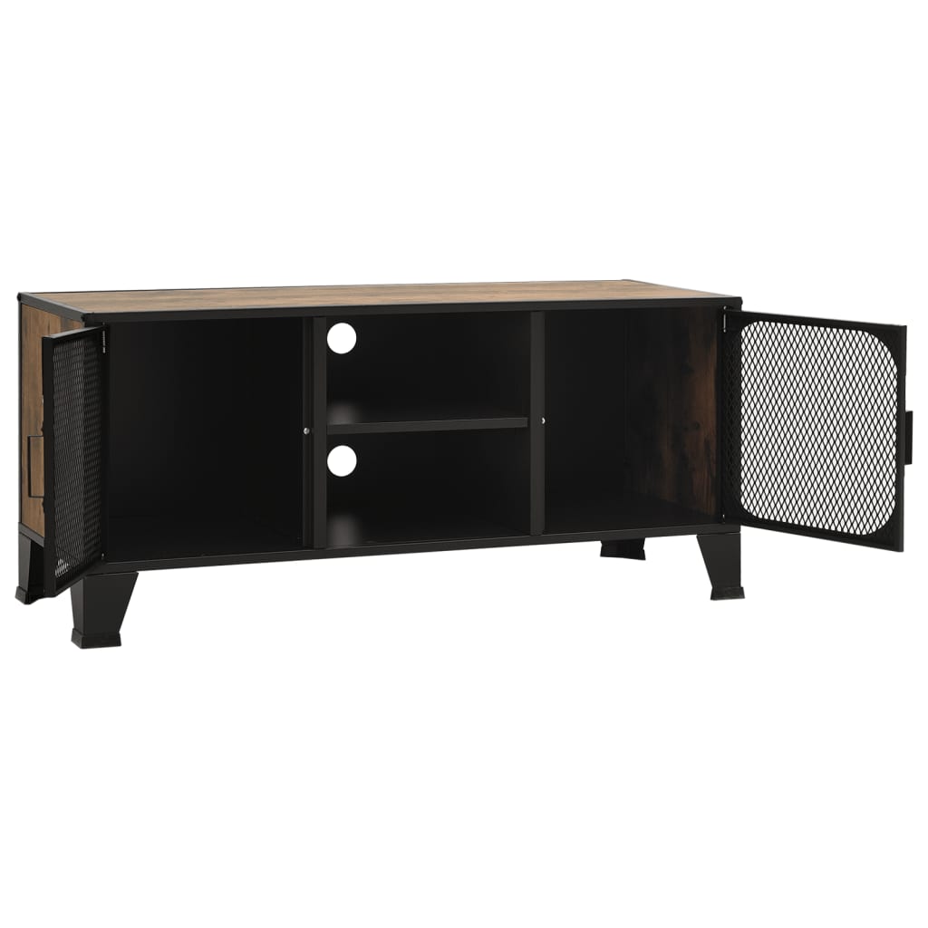 TV-taso rustiikkinen ruskea 105x36x47 cm metalli ja MDF - Sisustajankoti.fi