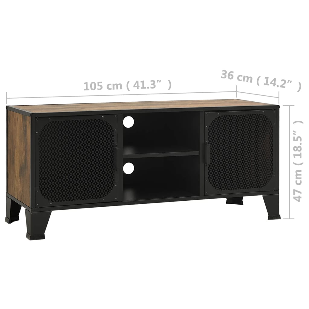 TV-taso rustiikkinen ruskea 105x36x47 cm metalli ja MDF - Sisustajankoti.fi