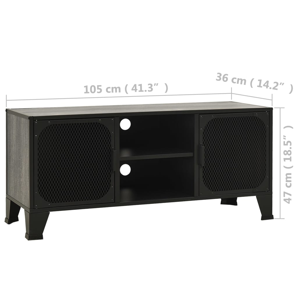 TV-taso harmaa 105x36x47 cm metalli ja MDF - Sisustajankoti.fi