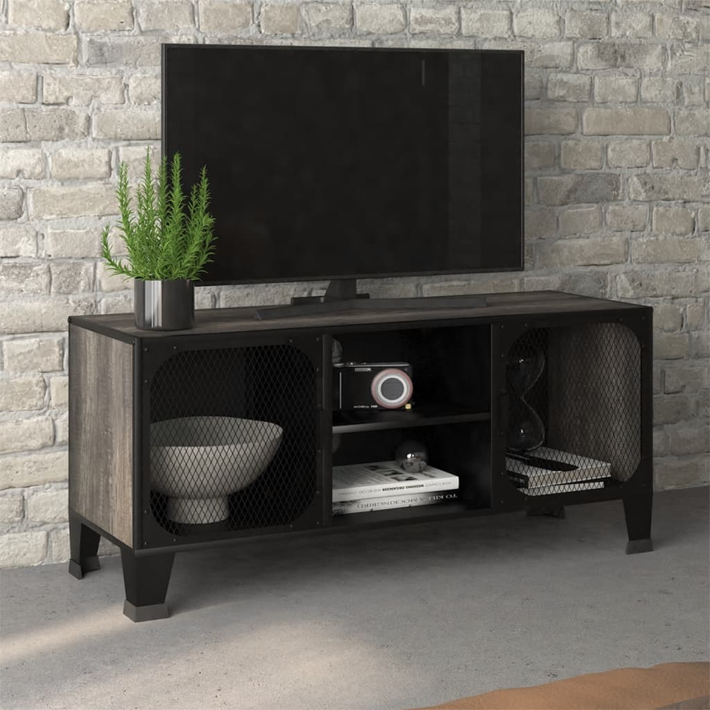 TV-taso harmaa 105x36x47 cm metalli ja MDF - Sisustajankoti.fi
