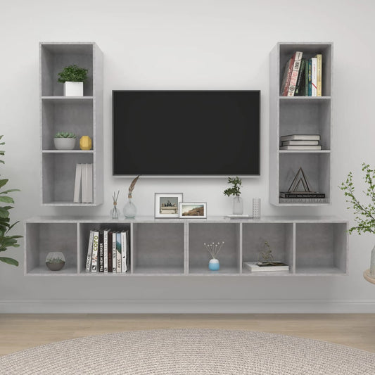 Seinäkiinnitettävät TV-tasot 4 kpl betoninharmaa lastulevy - Sisustajankoti.fi
