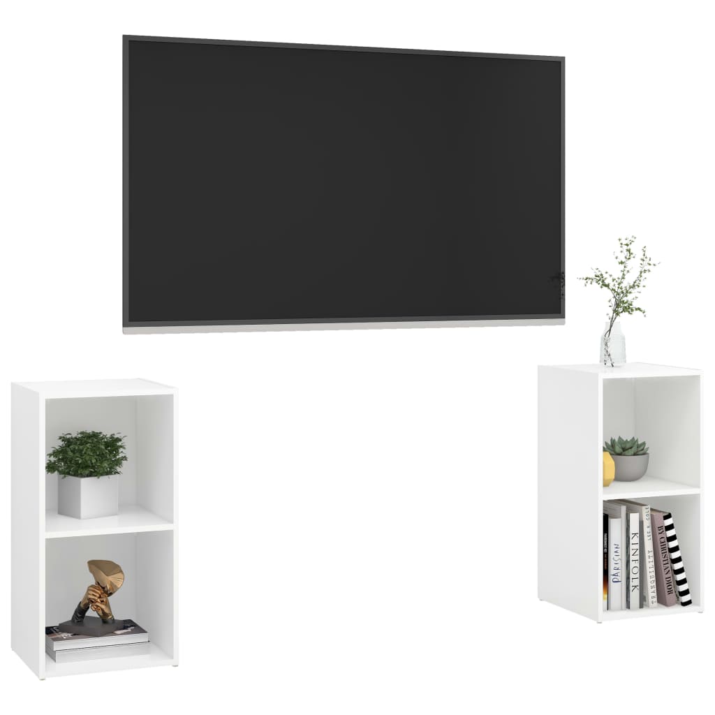 TV-tasot 2 kpl valkoinen 72x35x36,5 cm lastulevy - Sisustajankoti.fi