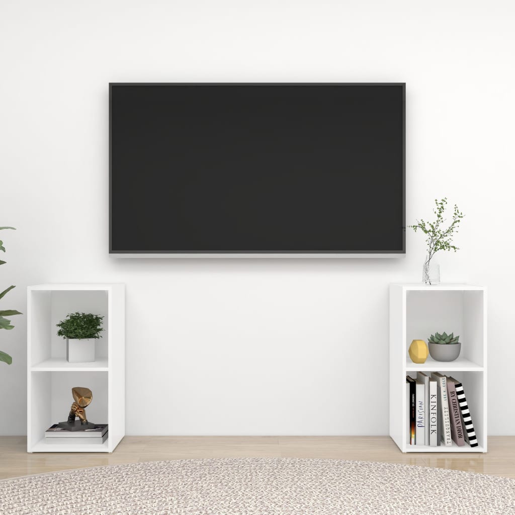 TV-tasot 2 kpl valkoinen 72x35x36,5 cm lastulevy - Sisustajankoti.fi