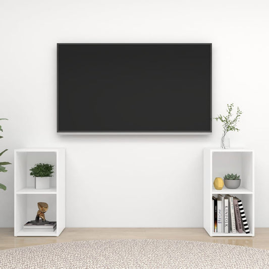 TV-tasot 2 kpl valkoinen 72x35x36,5 cm lastulevy - Sisustajankoti.fi