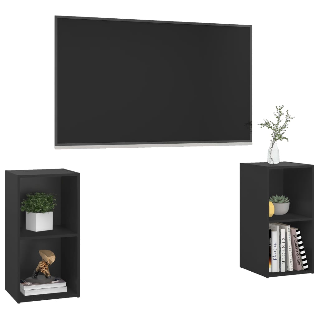 TV-tasot 2 kpl musta 72x35x36,5 cm lastulevy - Sisustajankoti.fi