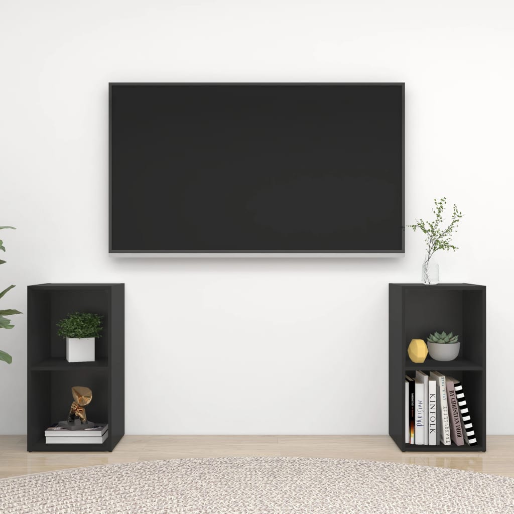 TV-tasot 2 kpl musta 72x35x36,5 cm lastulevy - Sisustajankoti.fi