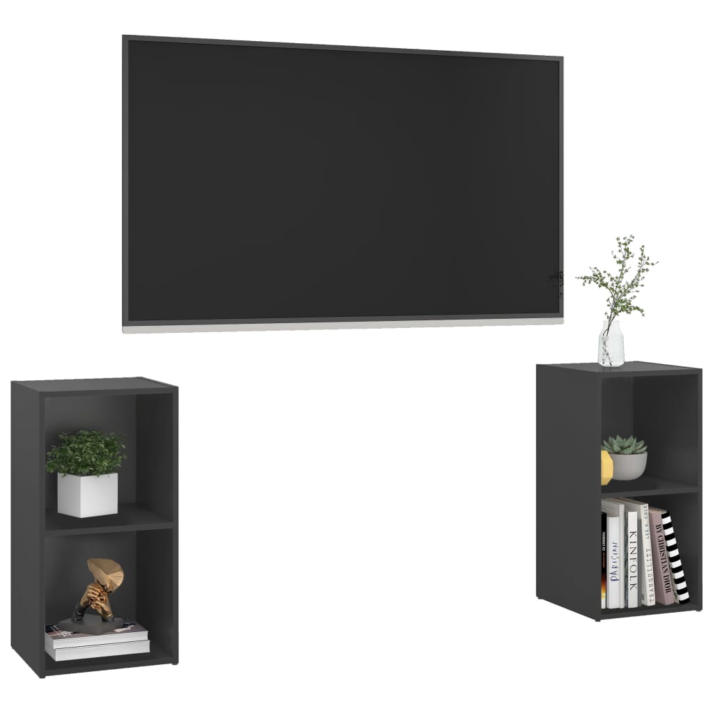 TV-tasot 2 kpl harmaa 72x35x36,5 cm lastulevy - Sisustajankoti.fi