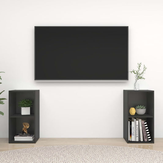 TV-tasot 2 kpl harmaa 72x35x36,5 cm lastulevy - Sisustajankoti.fi