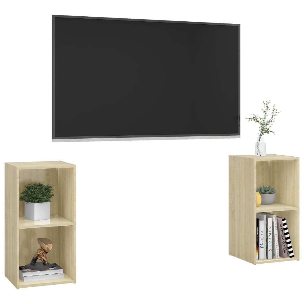 TV-tasot 2 kpl Sonoma-tammi 72x35x36,5 cm lastulevy - Sisustajankoti.fi