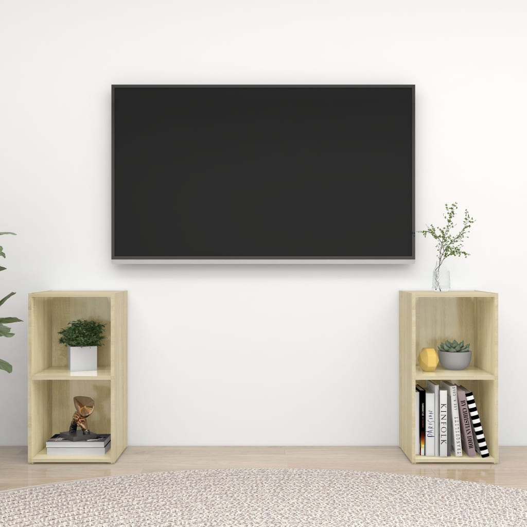 TV-tasot 2 kpl Sonoma-tammi 72x35x36,5 cm lastulevy - Sisustajankoti.fi