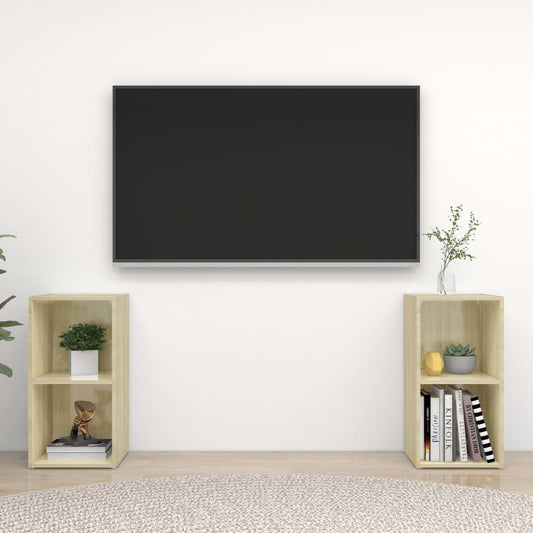 TV-tasot 2 kpl Sonoma-tammi 72x35x36,5 cm lastulevy - Sisustajankoti.fi
