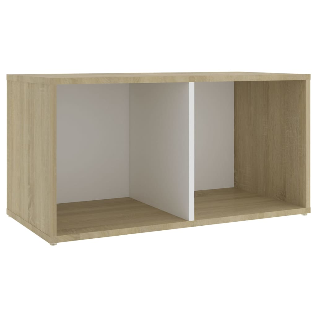 TV-tasot 2 kpl valkoinen/Sonoma-tammi 72x35x36,5 cm lastulevy - Sisustajankoti.fi
