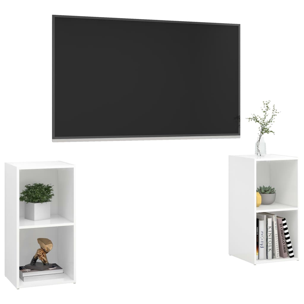 TV-tasot 2 kpl korkeakiilto valkoinen 72x35x36,5 cm lastulevy - Sisustajankoti.fi