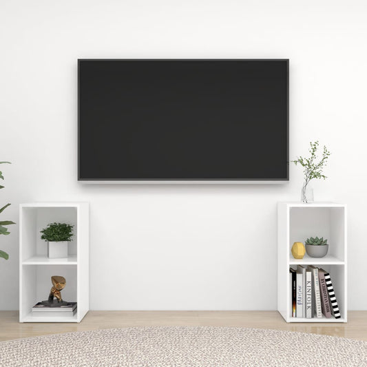 TV-tasot 2 kpl korkeakiilto valkoinen 72x35x36,5 cm lastulevy - Sisustajankoti.fi