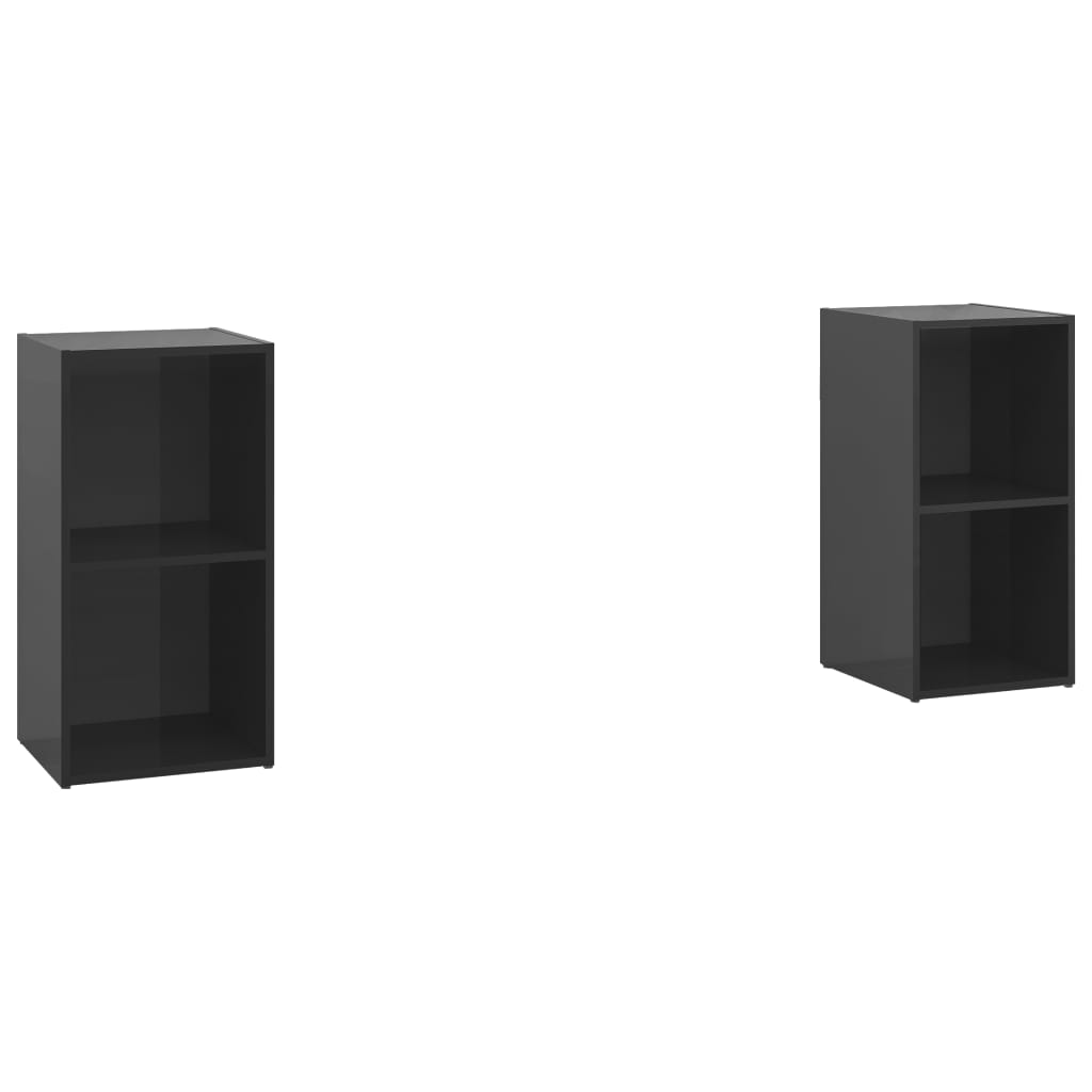 TV-tasot 2 kpl korkeakiilto musta 72x35x36,5 cm lastulevy - Sisustajankoti.fi